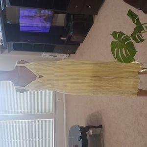 Trixxi L Tie knot vneck striped jumpsuit cropped